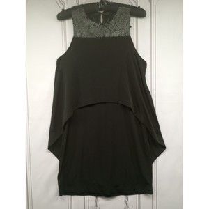 BCBGeneration Dress Black SZ S Stretch Faux Leather Details Keyhole Detailed Hem